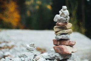 piled stones to show aligned thinking in founders