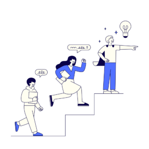 leadership team on stairs